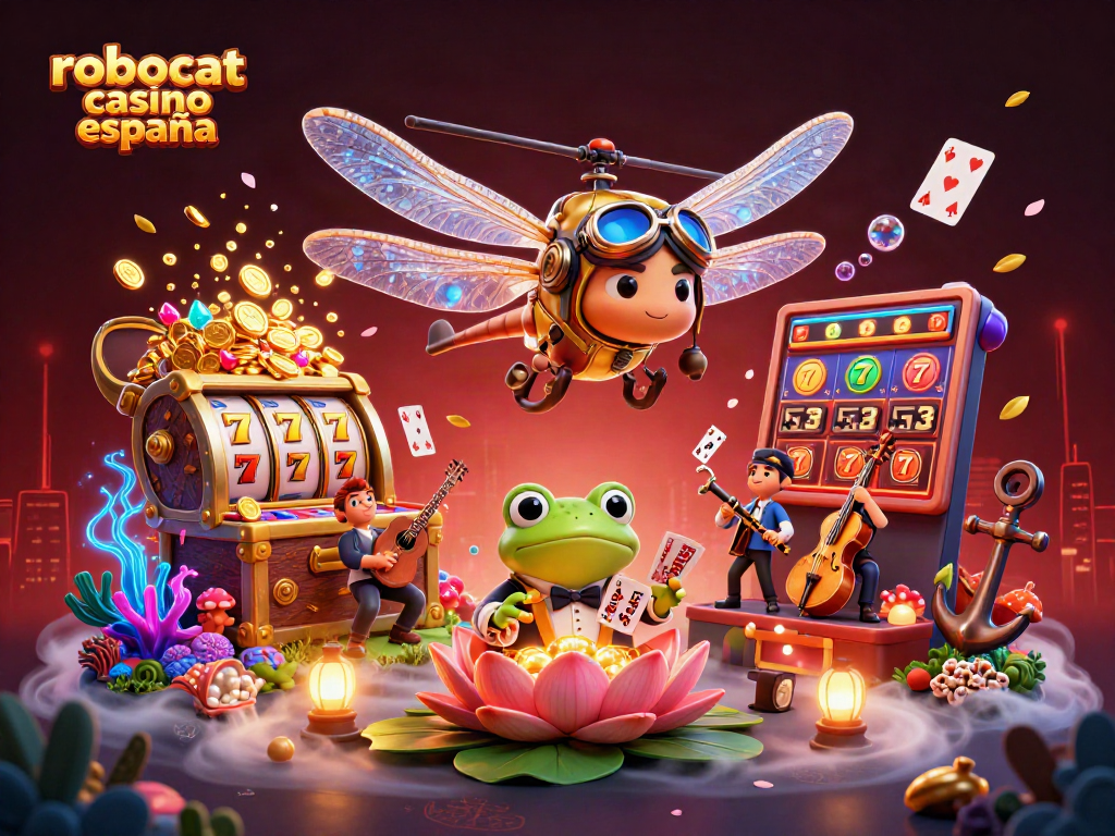 Experience the thrilling atmosphere of robocat casino españa as the dragonfly pilot hovers over vibrant gaming action.